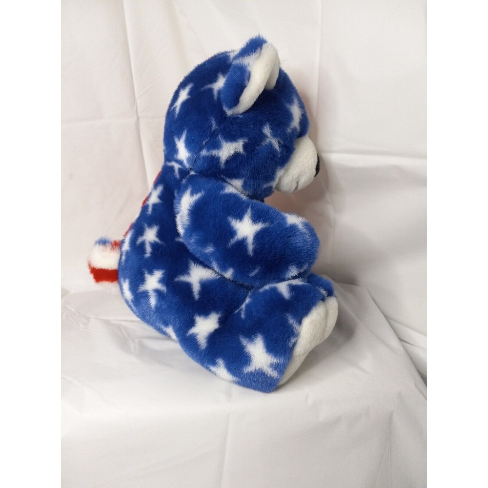 Vintage FIESTA Plush 9.5 Sitting Flag Bear 4th of July Stars Stripes Patriotic - Picture 5 of 8